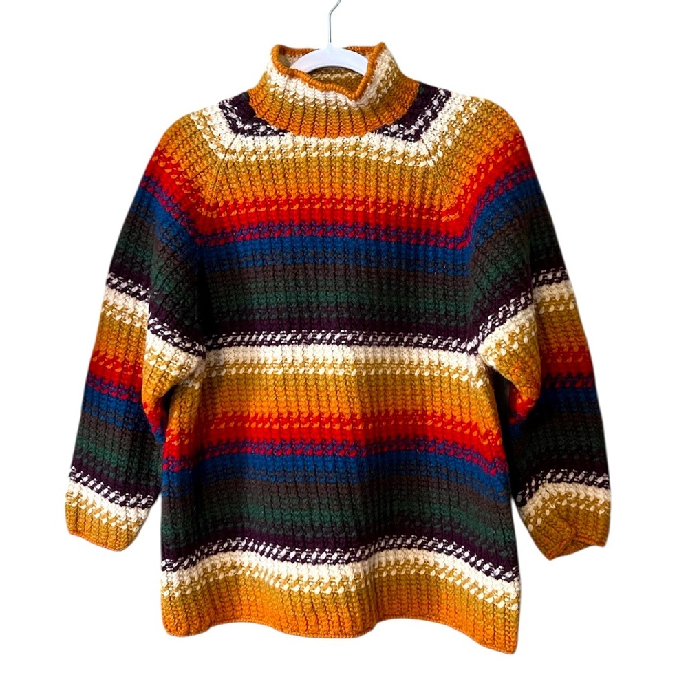 R.T.W. Vintage Rainbow 100% Wool Knit Sweater